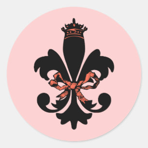 Adesivo Redondo Rainha da flor de lis com arco