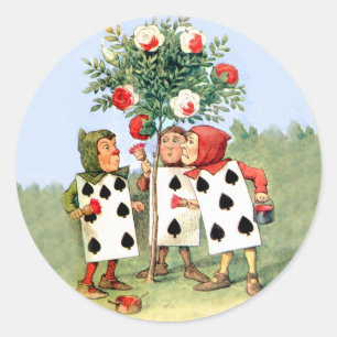 Adesivo Redondo Rainha da pintura do Cardmen dos corações os ros