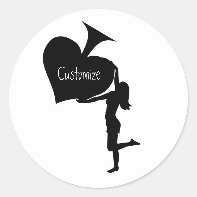 Adesivo Redondo Rainha das Espadas Segurando o Trovão Ace Negro (Frente)