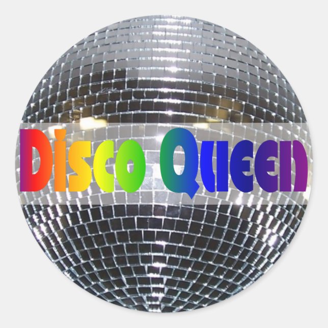 Adesivo Redondo Rainha de dança retro do disco da bola | do disco (Frente)