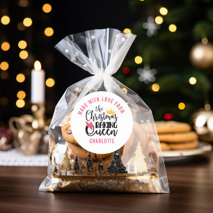 Adesivo Redondo Rainha de Natal Personalizada