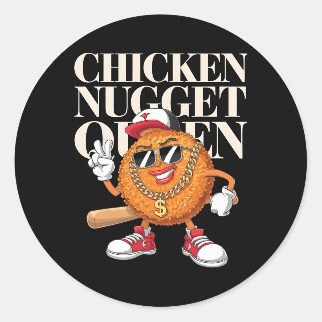 Adesivo Redondo Rainha de Nugget de Frango Comida  (Frente)