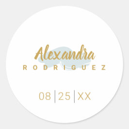 Adesivo Redondo Rainha Dia Azul e Quinceanera Dourada