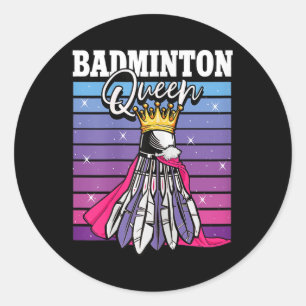 Adesivo Redondo Rainha do Badminton Jogadora de Peteca