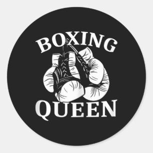 Adesivo Redondo Rainha do Boxe Feminino Lutadora de Kickboxing