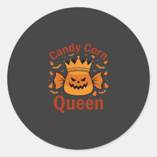 Adesivo Redondo Rainha do Candy Corn Coroa de Halloween Morcegos_1
