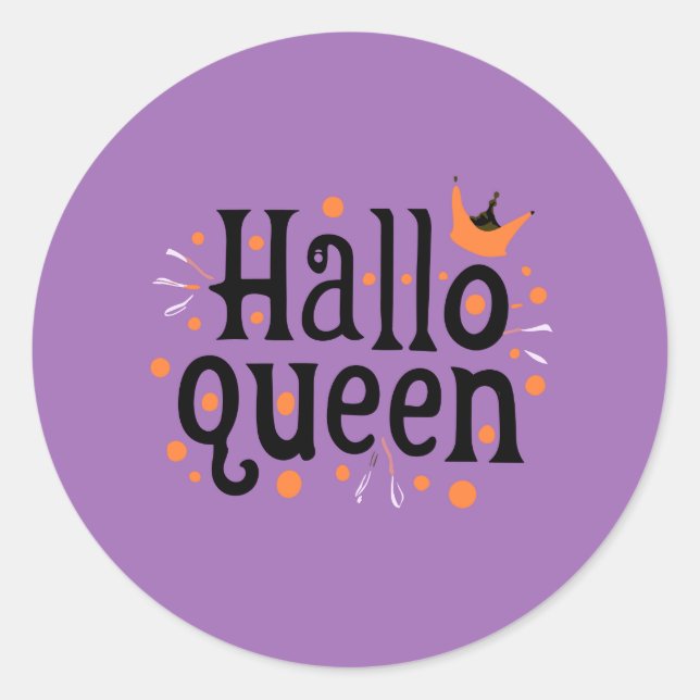 Adesivo Redondo Rainha do Halloween, Halloqueen, Arte do Halloween (Frente)