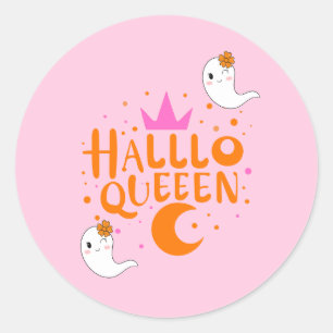 Adesivo Redondo Rainha do Halloween, Halloqueen, Arte do Halloween