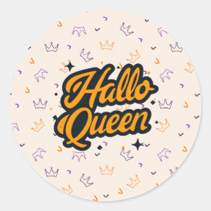 Adesivo Redondo Rainha do Halloween, Halloqueen, Arte do Halloween