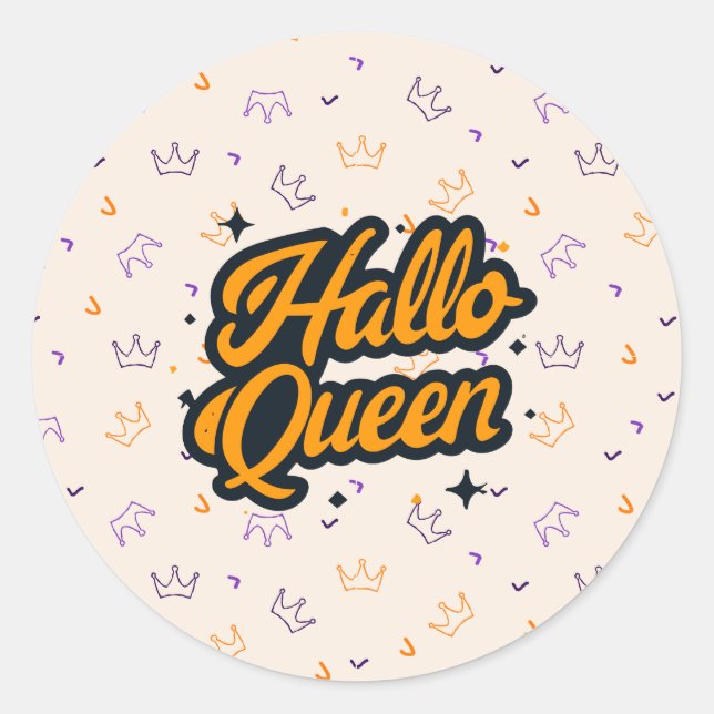 Adesivo Redondo Rainha do Halloween, Halloqueen, Arte do Halloween (Frente)