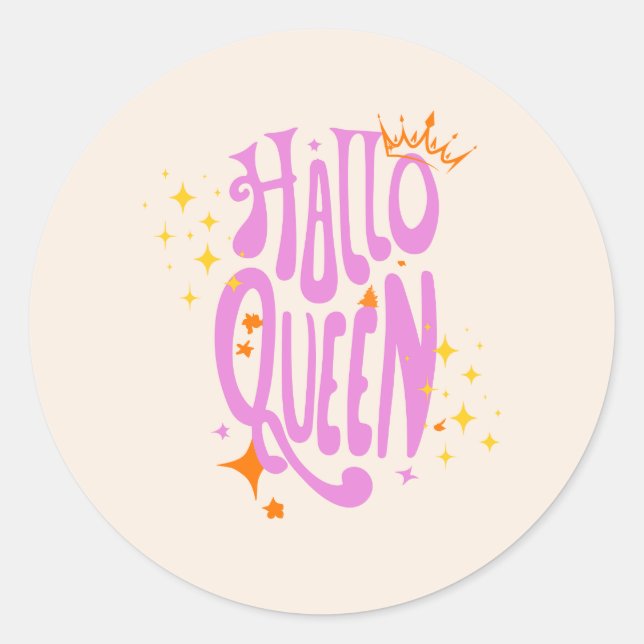 Adesivo Redondo Rainha do Halloween, Halloqueen, Arte do Halloween (Frente)