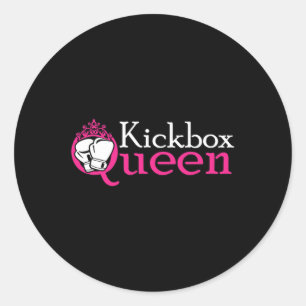 Adesivo Redondo Rainha do Kickbox É Garota de Kickboxing É Mulher
