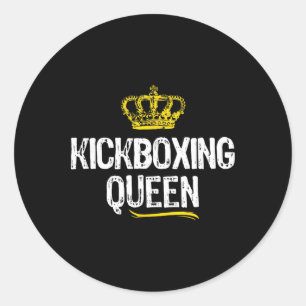 Adesivo Redondo Rainha do Kickboxing Mulheres Meninas Kickbox Dive
