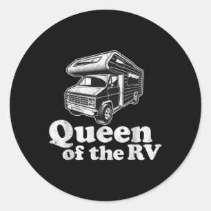 Adesivo Redondo Rainha Do Rv Divertido Acampamento Retro Motorhome