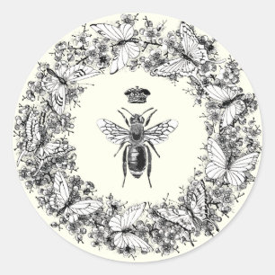 Adesivo Redondo Rainha do Vintage, Rainha da Abelha Coroa, Terra