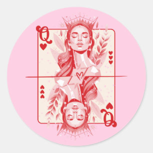 Adesivo Redondo Rainha dos Corações e Arte de Papoila