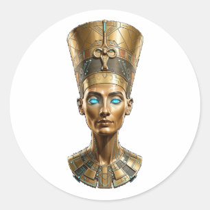 Adesivo Redondo Rainha Dourada Nefertiti