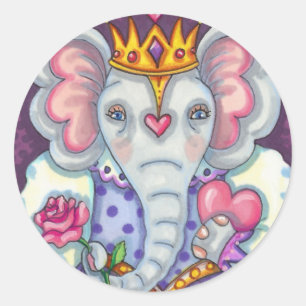 ADESIVO REDONDO RAINHA ELEFANTE DE CORAÇÕES E NAMORADOS ROYAIS ROS