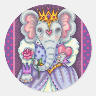 ADESIVO REDONDO RAINHA ELEFANTE DE CORAÇÕES E ROSAS NAMORADOS RE