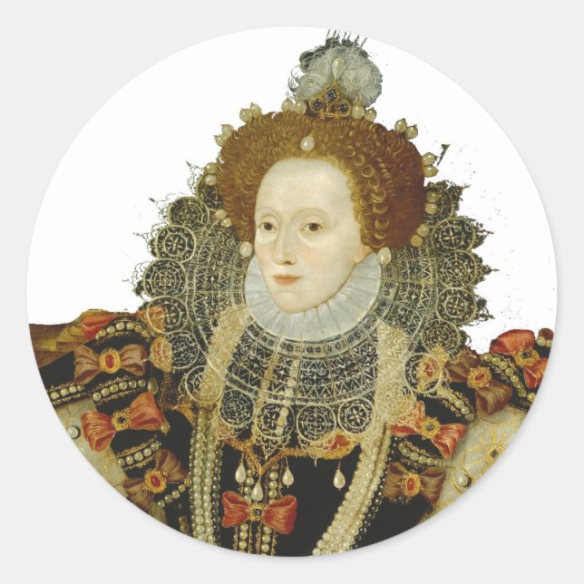 Adesivo Redondo Rainha Elizabeth I (Frente)