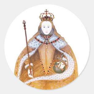 Adesivo Redondo Rainha Elizabeth I - ilustração histórica