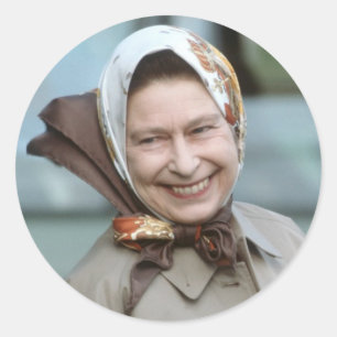 Adesivo Redondo Rainha Elizabeth II-Windsor 1983