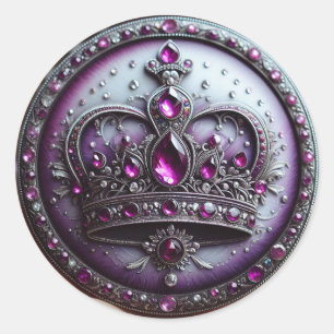 Adesivo Redondo Rainha Esther Crown - Royalties Roxo