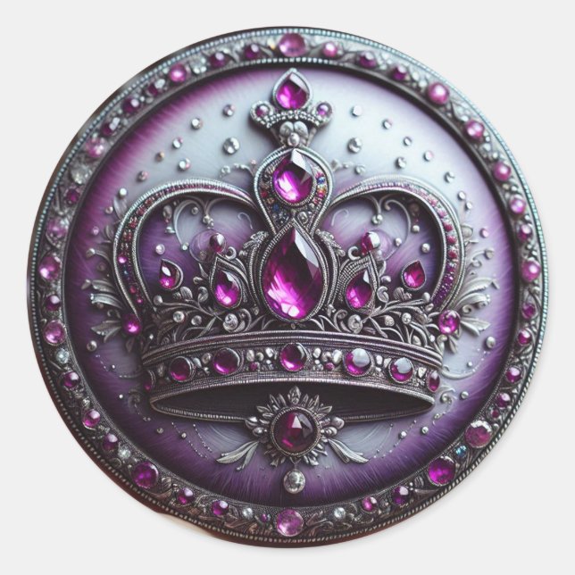 Adesivo Redondo Rainha Esther Crown - Royalties Roxo (Frente)