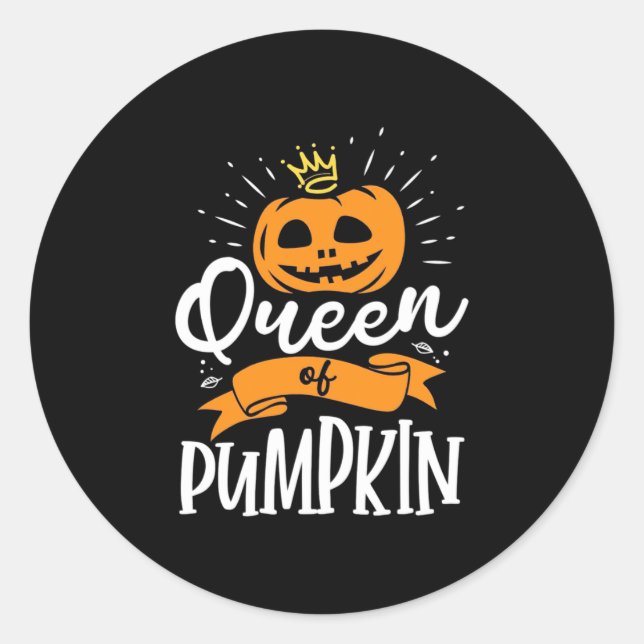 Adesivo Redondo Rainha Halloween De Pumpkin (Frente)