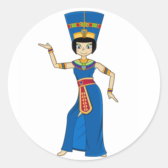 Adesivo Redondo Rainha Nefertiti Sticker (Frente)