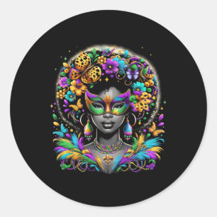 Adesivo Redondo Rainha Negra Afro Máscara de Contas Africanas Car