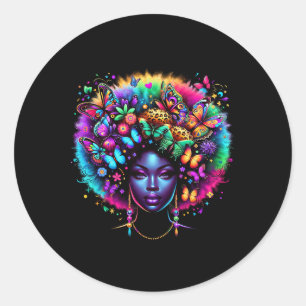 Adesivo Redondo Rainha Negra Afro Melanina Juneteenth Leopardo Man