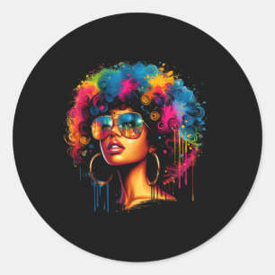 Adesivo Redondo Rainha Negra Derrubando Afro Melanin