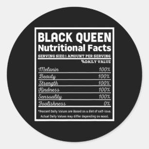 Adesivo Redondo Rainha Negra Fatos de Nutrição Orgulhosa História
