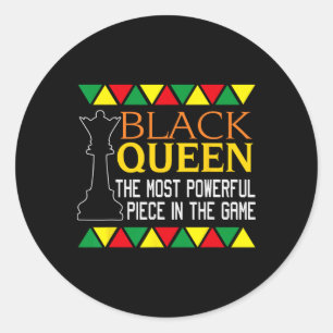 Adesivo Redondo Rainha Negra O Mais Poderoso Xadrez Afro-Americano