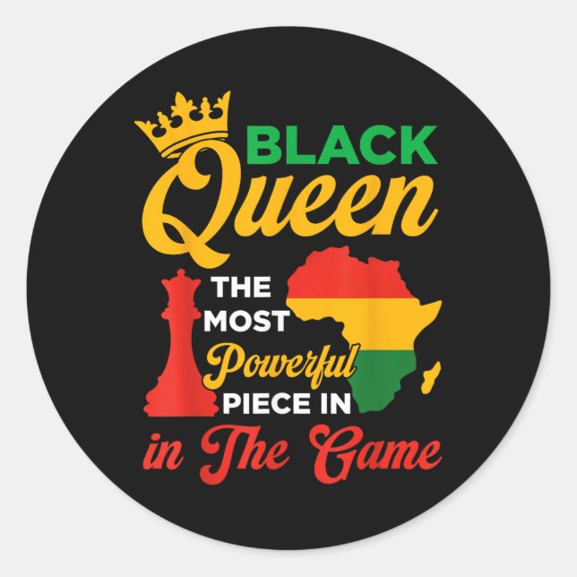 Adesivo Redondo Rainha Negra Peça Poderosa No Jogo Junet (Frente)