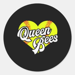 Adesivo Redondo Rainhas Abelhas da Equipe Softball Heart Liga T-ba