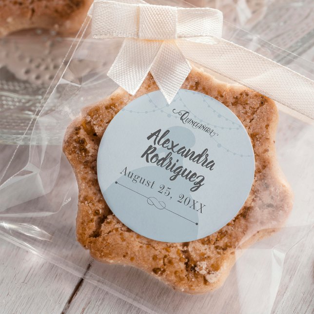 Adesivo Redondo Rainy Blue & Steel Charro Silhouette Quinceanera (Criador carregado)