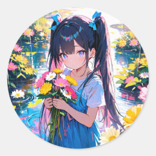 Adesivo Redondo Rainy Day Blooms