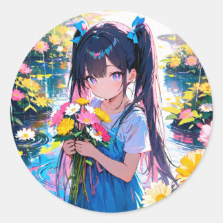 Adesivo Redondo Rainy Day Blooms