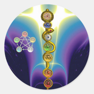 ADESIVO REDONDO RAIO DE ASCLEPIUS 7 CHAKRAS,YOGA, ENERGIA ESPIRITU