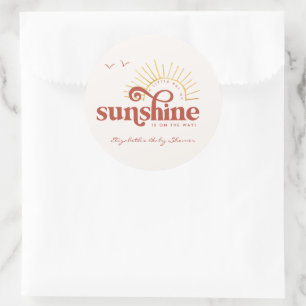 Adesivo Redondo Raio de Sol   Chá de Bebê Boho  