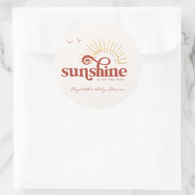 Adesivo Redondo Raio de Sol | Chá de Bebê Boho   (Bolsa)