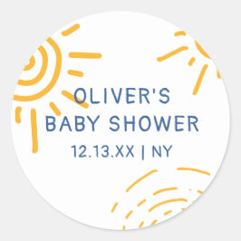 Adesivo Redondo Raio Retroativo Moderno Do Chá de fraldas Sol