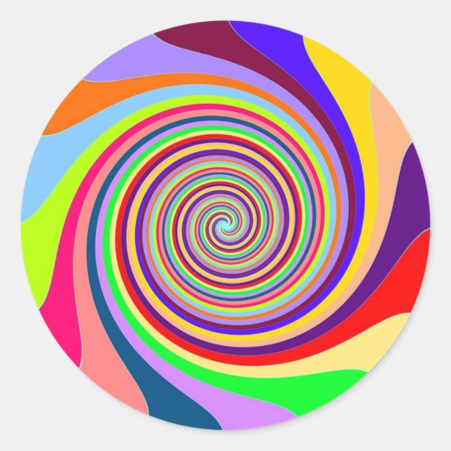 Adesivo Redondo Raios-doces de pop-arte psicodélica brilhante (Frente)