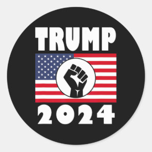 Adesivo Redondo Raised Fist Trump 2024 American Flag Patriot