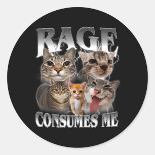 Adesivo Redondo Raiva Consome Meme de Gato Engraçado Amante de Gat
