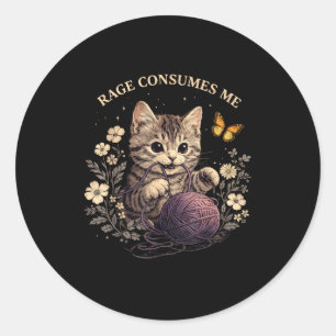 Adesivo Redondo Raiva de gato fofo consome meme de amantes de gato