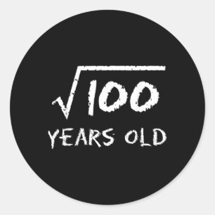 Adesivo Redondo Raiz Quadrada De 100 Aniversário De 10 Anos 10 Ano