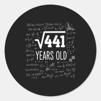 Adesivo Redondo Raiz Quadrada Matemática 441 Anos, Matemática Inte